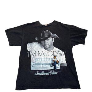 Tim McGraw Men's T-Shirt Large Rare Southern Voice Tour 2010 Black Concert Tee